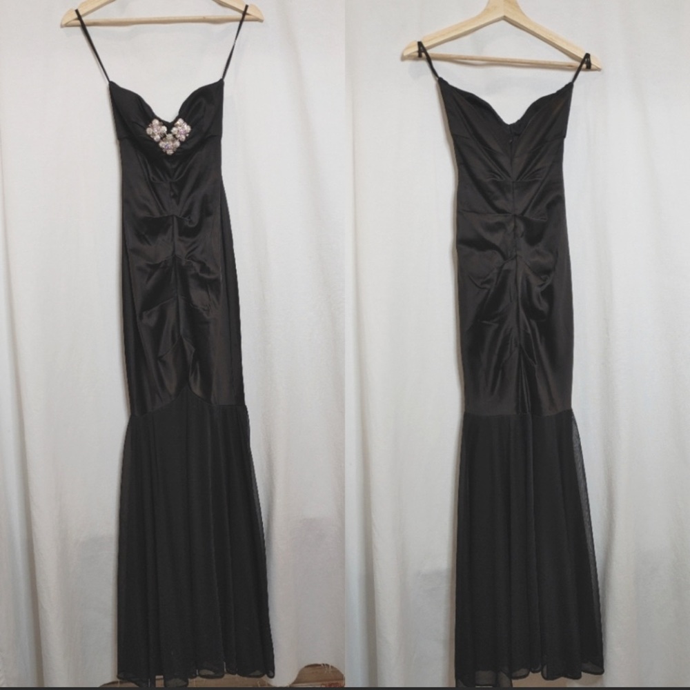 Cache Vintage Strapless Mermaid Dress Stretch Fitted Crystal Embellishments